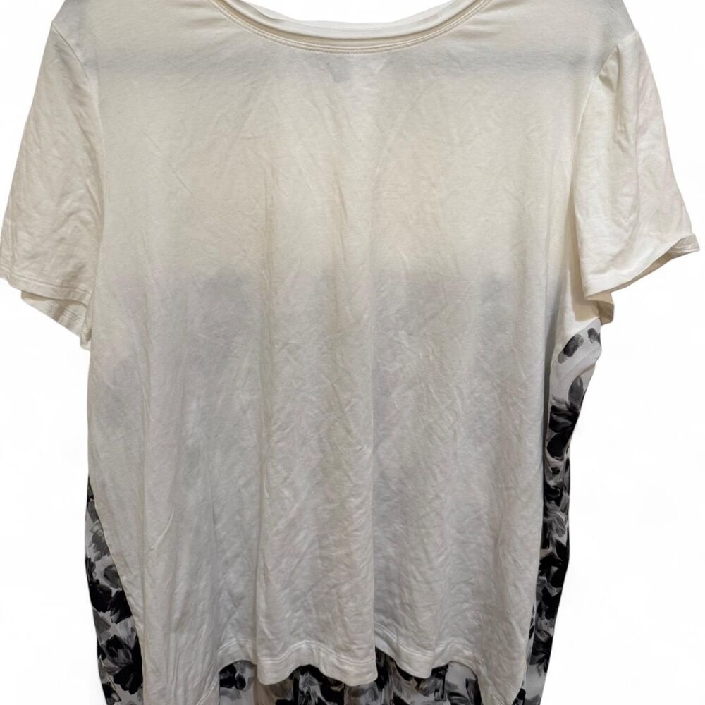 Simply Vera Vera Wang Women's Soft Blouse Pleated White Black Floral XL - EUC